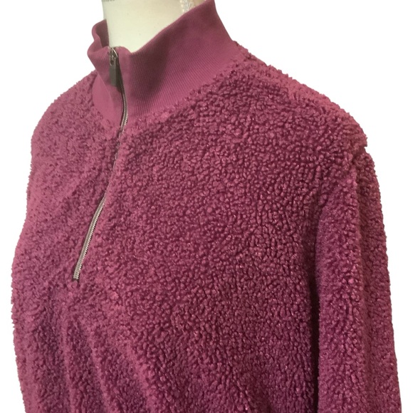 NORTHERN REFLECTIONS DEEP PLUM PURPLE HALF ZIP DEEP PILE FLEECE SWEATER/Size M - Picture 4 of 13